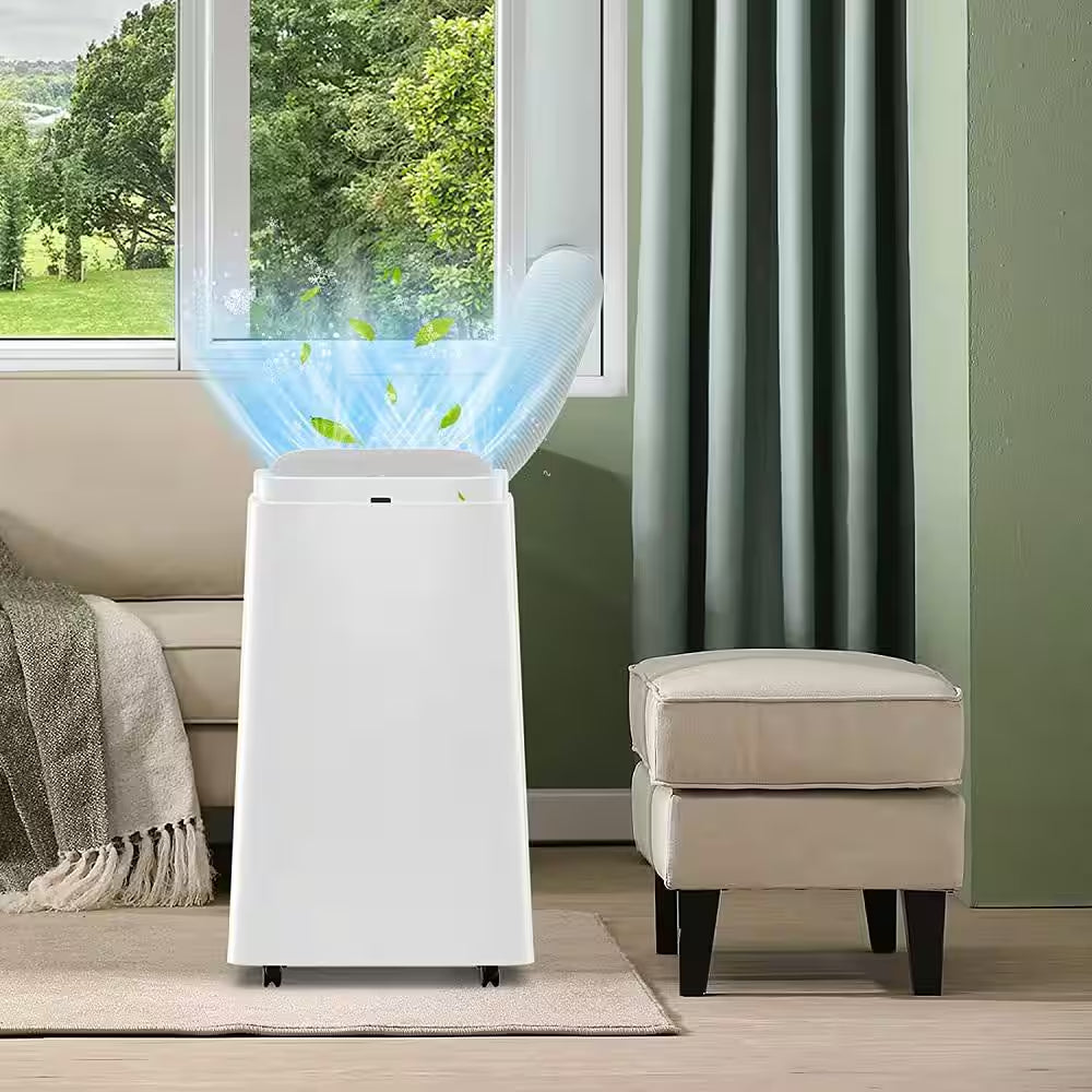 9,000 (DOE) BTU Portable Air Conditioner Cools 350 Sq. Ft. With3 Fan Speeds in White