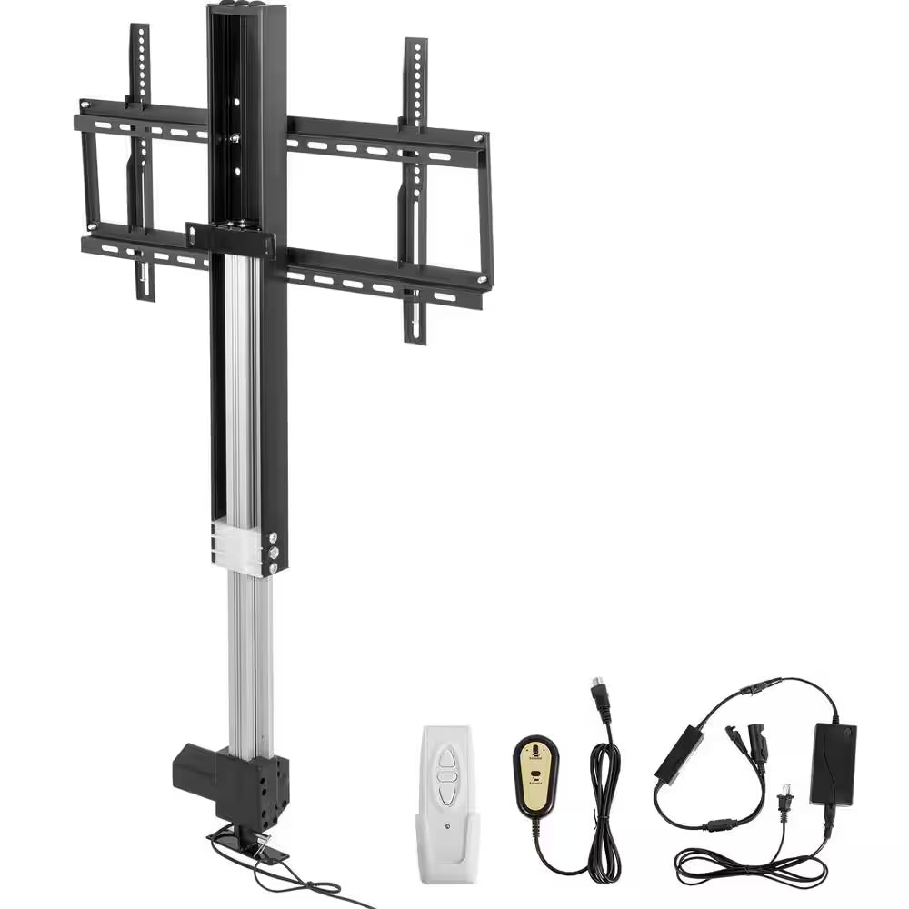 Automated TV Lift, 28In. Stroke, Adjustable Height 38In.-65In. Supports 50In. Screens, Remote Control, Max Load 132 Lbs.