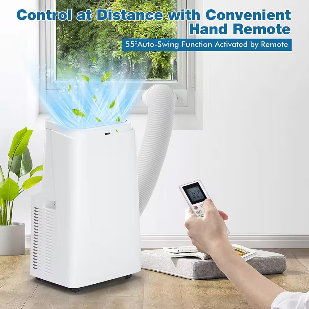 9,000 (DOE) BTU Portable Air Conditioner Cools 350 Sq. Ft. With3 Fan Speeds in White