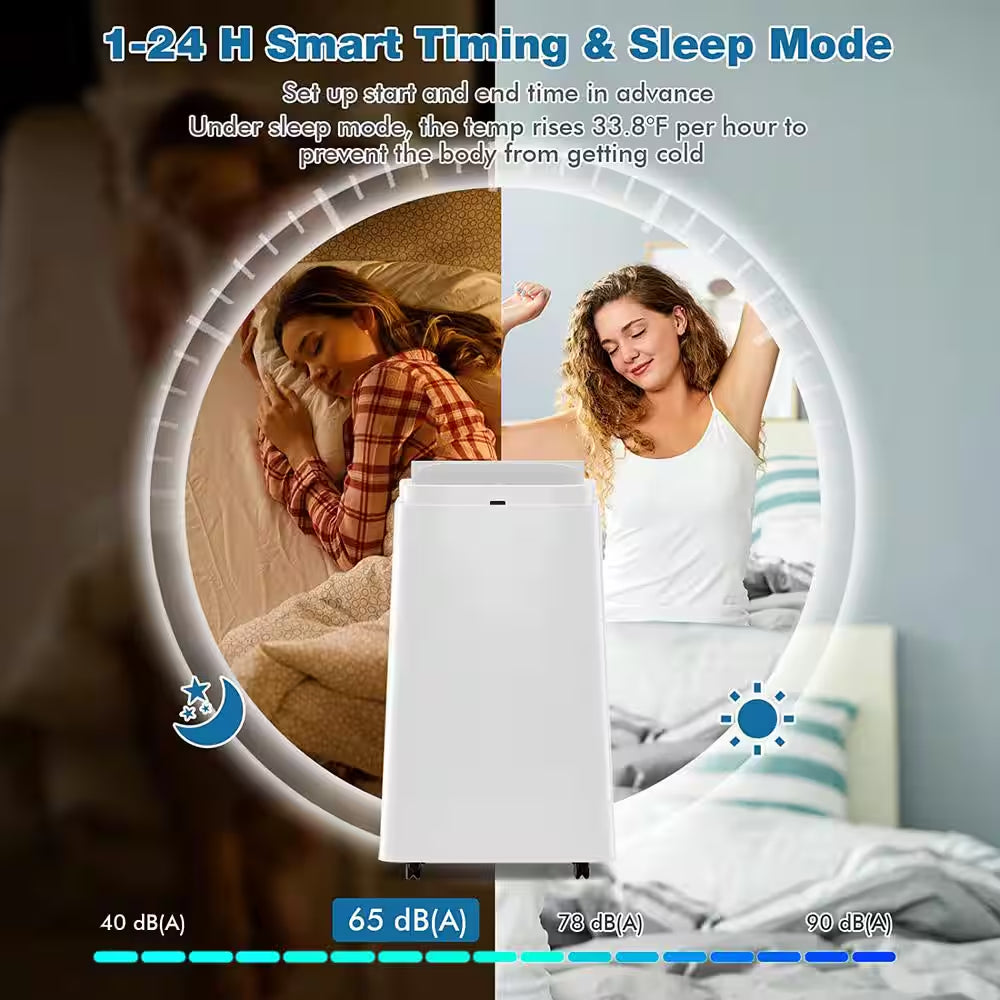 9,000 (DOE) BTU Portable Air Conditioner Cools 350 Sq. Ft. With3 Fan Speeds in White