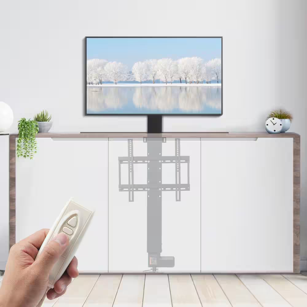 Automated TV Lift, 28In. Stroke, Adjustable Height 38In.-65In. Supports 50In. Screens, Remote Control, Max Load 132 Lbs.