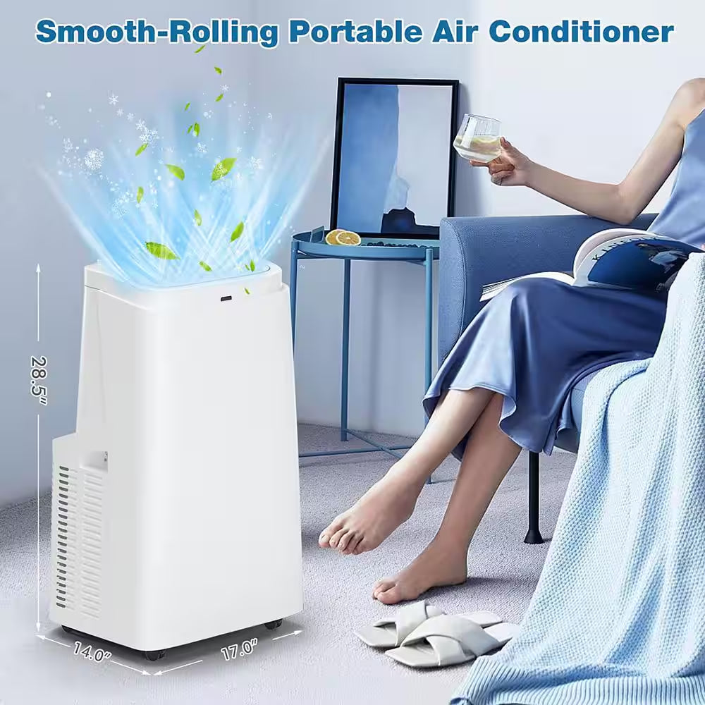 9,000 (DOE) BTU Portable Air Conditioner Cools 350 Sq. Ft. With3 Fan Speeds in White